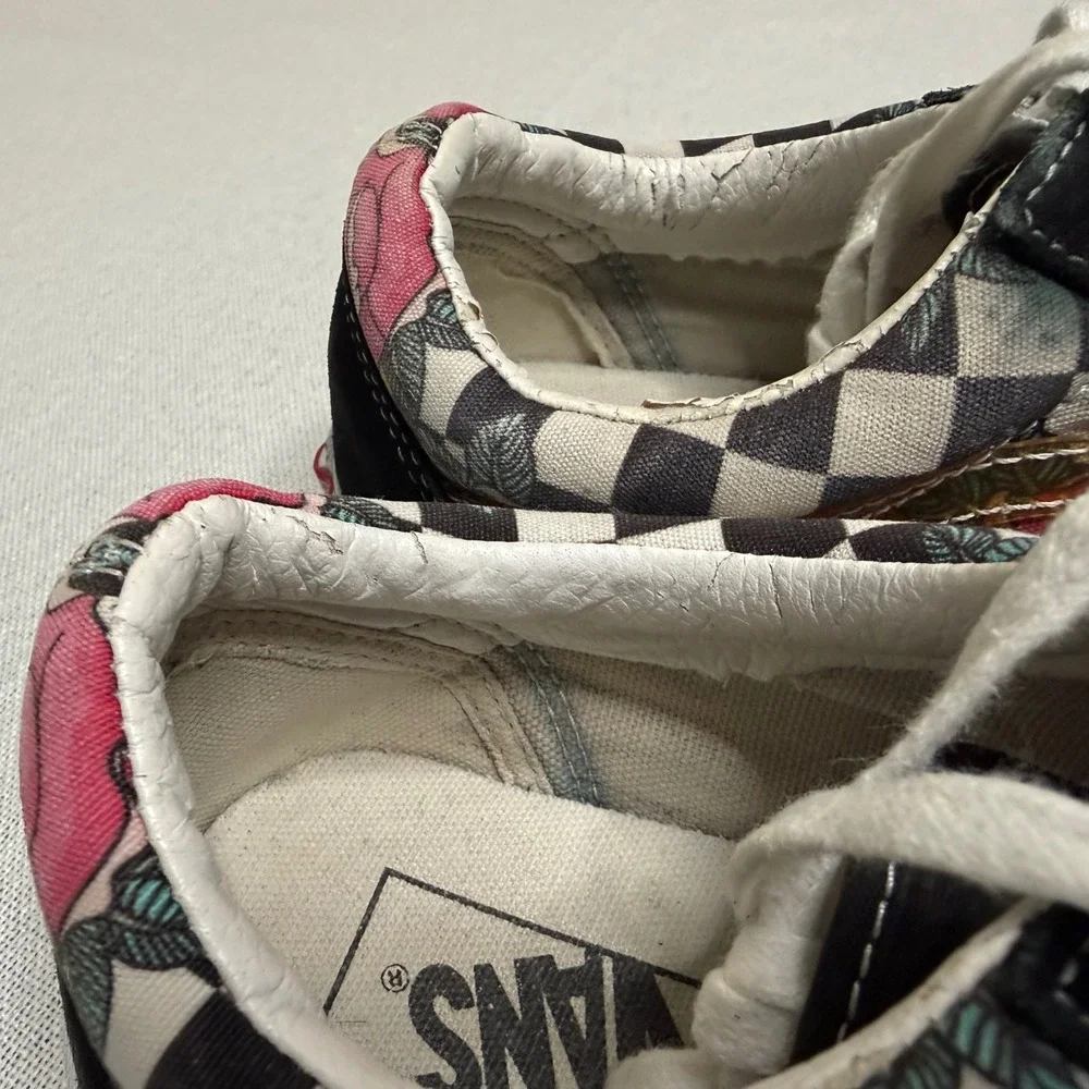 Vans Old Skool Leopard Rose Checkerboard Sneakers Mens 10 Womens 11.5 Low Top